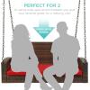 imageBest Choice Products Woven Wicker Outdoor Porch Swing Hanging Patio Bench for Deck Garden wMounting Chains Seat Cushion  BrownRedBrownRed