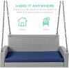imageBest Choice Products Woven Wicker Outdoor Porch Swing Hanging Patio Bench for Deck Garden wMounting Chains Seat Cushion  BrownRedGrayNavy