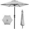 imageBest Choice Products 10ft Market Umbrella Outdoor Sun Shade for Backyard Deck Poolside Table wWoodgrain Pattern Easy Tilt ampamp Crank  Fog GrayFog Gray