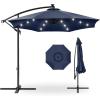 imageBest Choice Products 10ft Solar LED Offset Hanging Market Patio Umbrella for Backyard Poolside Lawn and Garden wEasy Tilt Adjustment Polyester Shade 8 Ribs  TanNavy Blue