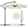 imageBest Choice Products 10ft Solar LED Offset Hanging Market Patio Umbrella for Backyard Poolside Lawn and Garden wEasy Tilt Adjustment Polyester Shade 8 Ribs  TanIvory