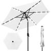 imageBest Choice Products 10ft Solar Polyester LED Lighted Patio Umbrella wTilt Adjustment and UVResistant Fabric  Striped BlackWhite