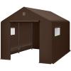 imageBest Choice Products 10x8ft Outdoor Storage Shed Carport Canopy Shelter Dual Doors ampamp Windows Metal Frame WeatherResistant Perfect for Storing Motorcycle Bike Garden Tools  GrayBrown