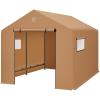 imageBest Choice Products 10x8ft Outdoor Storage Shed Carport Canopy Shelter Dual Doors ampamp Windows Metal Frame WeatherResistant Perfect for Storing Motorcycle Bike Garden Tools  GrayTan