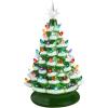 imageBest Choice Products 15in Ceramic Christmas Tree Prelit HandPainted Tabletop Holiday Tree Star Topper 64 Lights  Green wMulticolored BulbsFrosted W Multicolored Lights