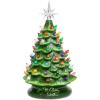 imageBest Choice Products 15in Ceramic Christmas Tree Prelit HandPainted Tabletop Holiday Tree Star Topper 64 Lights  Green wMulticolored BulbsGreen W Multicolored Lights