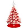 imageBest Choice Products 15in Ceramic Christmas Tree Prelit HandPainted Tabletop Holiday Tree Star Topper 64 Lights  Green wMulticolored BulbsPeppermint