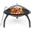imageBest Choice Products 22in Steel Fire Pit Bowl Outdoor Portable Folding Firepit Small Wood Burning Bonfire Pit Camping BBQ Grill for Patio Backyard Outside wScreen Cover Log Grate Poker