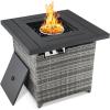 imageBest Choice Products 28in Gas Fire Pit Table 50000 BTU Outdoor Wicker Patio Propane Firepit wFaux Wood Tabletop Clear Glass Rocks Cover Hideaway Tank Holder Lid  Ash GrayGray