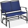 imageBest Choice Products 2Person Outdoor Patio Swing Glider Steel Bench Loveseat Rocker for Deck Porch wTextilene Fabric Steel Frame  Dark GrayNavyBlack