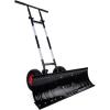 imageBest Choice Products 36in Heavy Duty Steel Snow Shovel Pusher for Driveway wWheels Adjustable Handle Angled Blade Efficient Snow Removal Back Saver Snow Plow with Safety Reflective Tape  Black