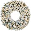 imageBest Choice Products 36in Large Flocked Artificial PreLit Fir Christmas Wreath Holiday Accent Decoration w 150 2in1 LED Lights 300 PVC Tips48in