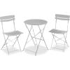 imageBest Choice Products 3Piece Bistro Set Space Saving Folding Design Solid Steel Outdoor Patio Furniture Set w 2 Chairs Bistro Table  SageGrey