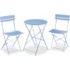 imageBest Choice Products 3Piece Bistro Set Space Saving Folding Design Solid Steel Outdoor Patio Furniture Set w 2 Chairs Bistro Table  SageLight Blue