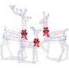 imageBest Choice Products 3Piece Large Lighted Christmas Deer Family Set 5Ft Outdoor Yard Decoration with 360 LED Lights Stakes Zip Ties  RattanIridescent  Large