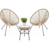 imageBest Choice Products 3Piece Outdoor Acapulco AllWeather Patio Conversation Bistro Set wPlastic Rope Glass Top Table and 2 Chairs  BlackNatural