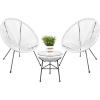 imageBest Choice Products 3Piece Outdoor Acapulco AllWeather Patio Conversation Bistro Set wPlastic Rope Glass Top Table and 2 Chairs  BlackWhite