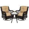 imageBest Choice Products 3Piece Outdoor Wicker Patio Bistro Set w 2 360Degree Swivel Rocking Chairs and Tempered Glass Top Side Table  BeigeBeige