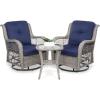 imageBest Choice Products 3Piece Outdoor Wicker Patio Bistro Set w 2 360Degree Swivel Rocking Chairs and Tempered Glass Top Side Table  BeigeNavy