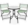 imageBest Choice Products 3Piece Patio Bistro Dining Furniture Set wTextured Glass Tabletop 2 Steel Folding Chairs Polyester Fabric  RedSage