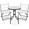 imageBest Choice Products 3Piece Patio Bistro Dining Furniture Set wTextured Glass Tabletop 2 Steel Folding Chairs Polyester Fabric  RedWhite