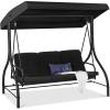 imageBest Choice Products 3Seat Outdoor Large Converting Canopy Swing Glider Patio Hammock Lounge Chair for Porch Backyard wFlatbed Adjustable Shade Removable Cushions  BlackBlack