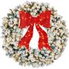 imageBest Choice Products 48in Large Flocked Artificial PreLit Fir Christmas Wreath Holiday Accent Decoration for Door Mantel wRed Lighted Bow 250 LED Lights 714 PVC Tips Power PluginFlocked
