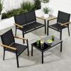 imageBest Choice Products 4Piece Outdoor Textilene Patio Conversation Set Backyard Furniture wLoveseat Coffee Table Steel Frame  TaupeCharcoalBlackBlack