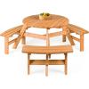 imageBest Choice Products 6Person Circular Outdoor Wooden Picnic Table for Patio Backyard Garden DIY w 3 Builtin Benches 500lb Capacity  NaturalNatural