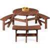 imageBest Choice Products 6Person Circular Outdoor Wooden Picnic Table for Patio Backyard Garden DIY w 3 Builtin Benches 500lb Capacity  NaturalWalnut Brown