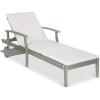imageBest Choice Products 79x26in Acacia Wood Chaise Lounge Chair Recliner Outdoor Furniture for Patio Poolside wSlideOut Side Table FoamPadded Cushion Adjustable Backrest Wheels  CreamGrayCream