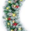 imageBest Choice Products 9ft PreLit Holiday PreDecorated Christmas Garland for Stairs Fireplace Decoration wPVC Tips 50 Lights Pine Cones Berries  SemiFlockedFlocked  Battery