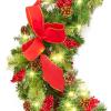 imageBest Choice Products 9ft PreLit Holiday PreDecorated Christmas Garland for Stairs Fireplace Decoration wPVC Tips 50 Lights Pine Cones Berries  SemiFlockedGreenRibbons  Battery