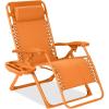 imageBest Choice Products Adjustable Zero Gravity Chair Monochromatic Color Folding Patio Recliner wSide Tray Headrest  SeafoamTangerine