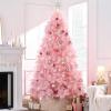 imageBest Choice Products Artificial Ivory Pampas Christmas Tree 75ft Premium Deluxe Unlit Pampas Grass Holiday Dcor Easy Assembly Metal BasePink