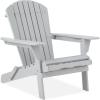 imageBest Choice Products Folding Adirondack Chair Outdoor Wooden Accent Furniture Fire Pit Lounge Chairs for Yard Garden Patio w 350lb Weight Capacity  NaturalGrey