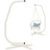 imageBest Choice Products Metal Hanging Hammock CStand for ChairWeatherResistant Finish Offset Base  Stand Only  GrayBeige