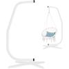 imageBest Choice Products Metal Hanging Hammock CStand for ChairWeatherResistant Finish Offset Base  Stand Only  GrayWhite