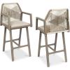 imageBest Choice Products Outdoor Bar Stools Set of 2 Bar Height 360 Swivel Aluminum Frame AllWeather Woven Rope Chair Design wArmrests  GrayMeteorTaupeSandstorm