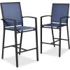 imageBest Choice Products Outdoor Bar Stools Set of 2 Bar Height Patio Furniture All Weather Mesh Design wArmrest  BlackNavyBlackNavy
