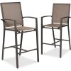 imageBest Choice Products Outdoor Bar Stools Set of 2 Bar Height Patio Furniture All Weather Mesh Design wArmrest  BlackNavyBrownBrown