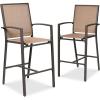 imageBest Choice Products Outdoor Bar Stools Set of 2 Bar Height Patio Furniture All Weather Mesh Design wArmrest  BlackNavyBrownLight Brown
