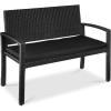 imageBest Choice Products Outdoor Bench 2Person Wicker Garden Patio Benches Seating Furniture for Backyard Porch wSeat Cushion 700lb Capacity  BrownRedBlackBlack