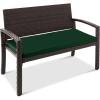 imageBest Choice Products Outdoor Bench 2Person Wicker Garden Patio Benches Seating Furniture for Backyard Porch wSeat Cushion 700lb Capacity  BrownRedGreenBrown
