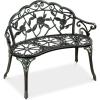 imageBest Choice Products Outdoor Bench Steel Garden Patio Porch Loveseat Furniture for Lawn Park Deck Seating wFloral Rose Accent Antique Finish  WhiteGreenBlack