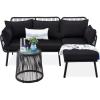 imageBest Choice Products Outdoor Rope Woven Sectional Patio Furniture LShaped Conversation Sofa Set for Backyard Porch wThick Cushions Detachable Lounger Side Table  BlackBlack