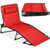 imageBest Choice Products Patio Chaise Lounge Chair Portable Outdoor Folding Recliner for Lawn w 8 Positions Handles 300lb Capacity  GrayRed