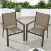 imageBest Choice Products Set of 2 Stackable Outdoor Textilene Chairs AllWeather Conversation Dining Accent Furniture wArmrests  BrownBrownBrownBrown