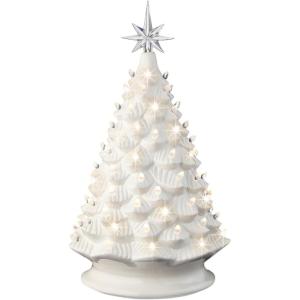 imageBest Choice Product 24in Extra Large Ceramic Christmas Tree PreLit HandPainted Tabletop XL Indoor Holiday Tree 74 Multicolor Bulbs LED Lights  GreenWhite
