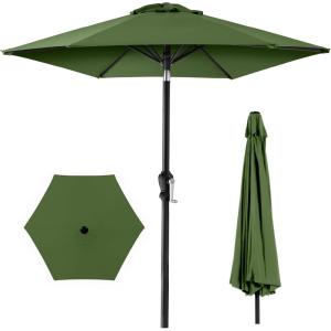 imageBest Choice Products 10ft Market Umbrella Outdoor Sun Shade for Backyard Deck Poolside Table wWoodgrain Pattern Easy Tilt ampamp Crank  Fog GrayFern